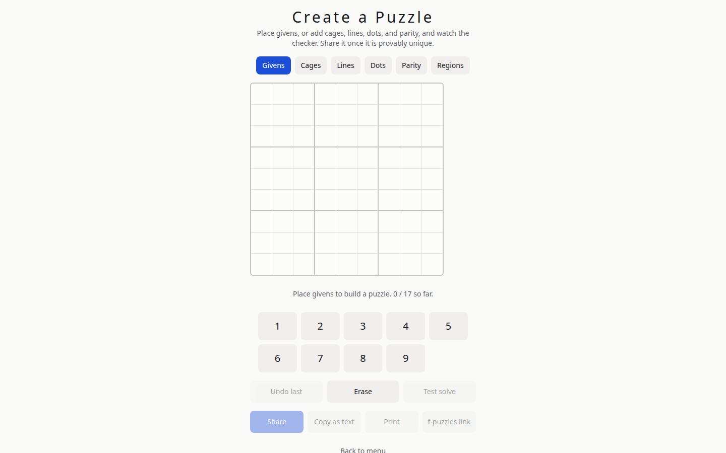 shhdoku.org 3.0.2 puzzle creator with its blank editable board