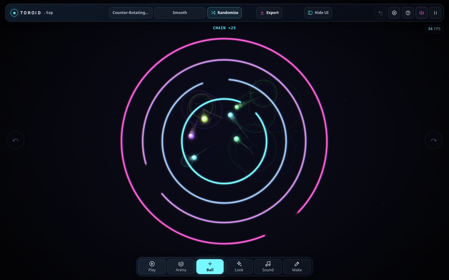 toroid.top 3.0 Cyberpunk Neon Counter-Rotating Maze with alternating ring gaps