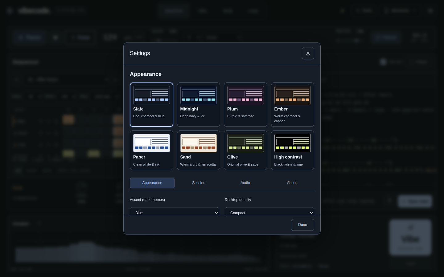 vibecode settings and browser-local session controls