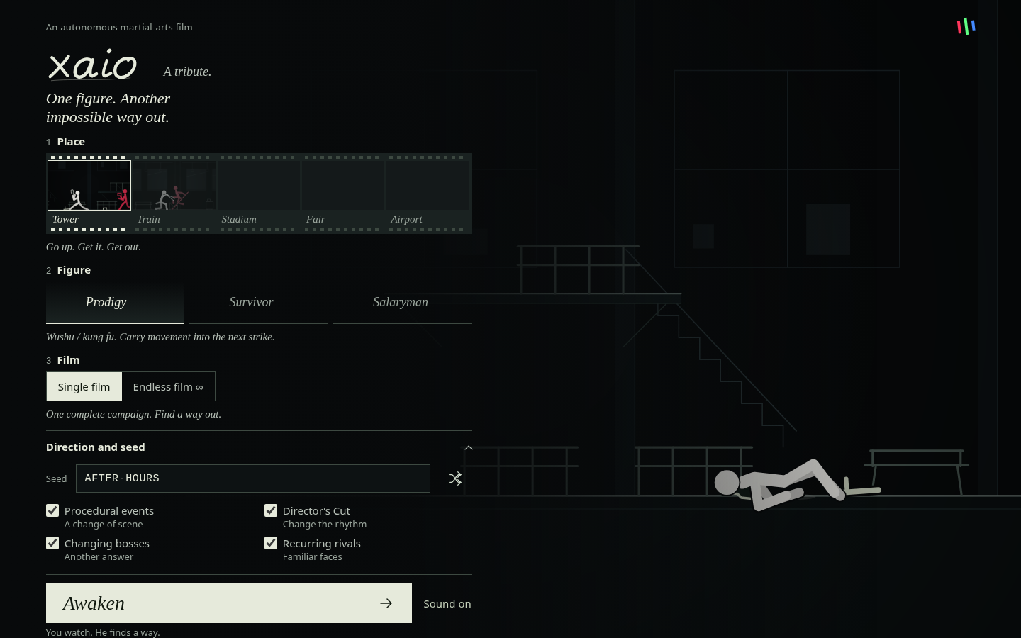 xaio 3.0.0 title screen with direction controls