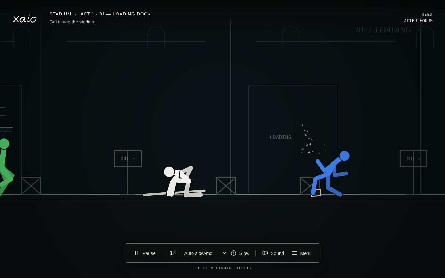 xaio Salaryman in the Stadium setting with opposing stick figures